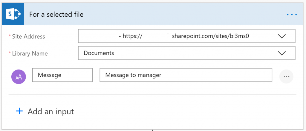 The “for a selected file” SharePoint Flow Trigger